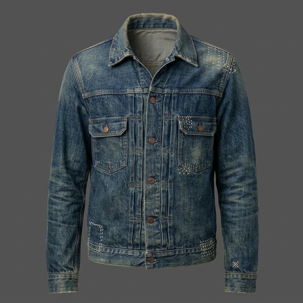 Men’s Vintage Blue Distressed Denim Jacket Men’s Vintage Blue Distressed Denim Jacket