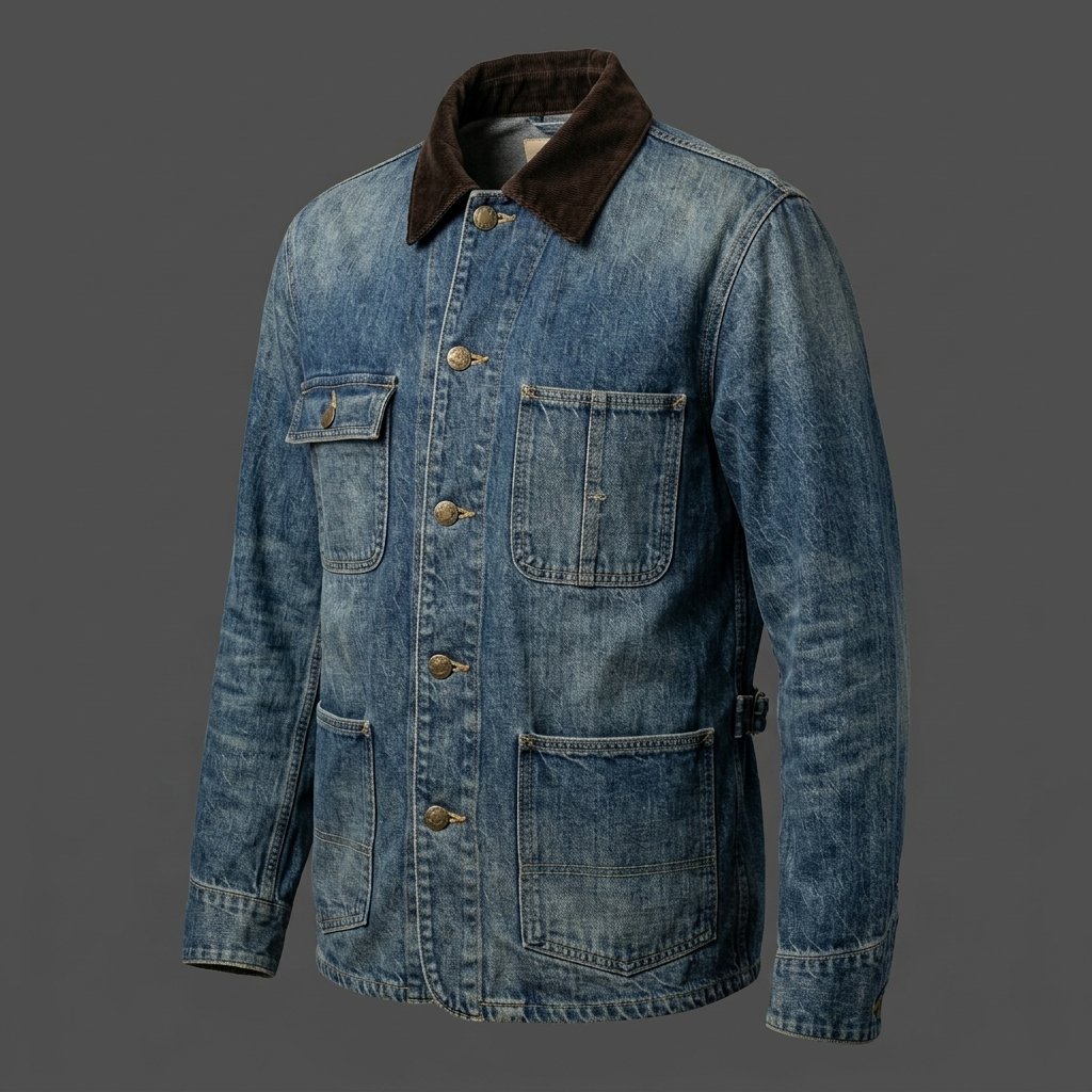 Men’s Vintage Blue Denim Utility Jacket