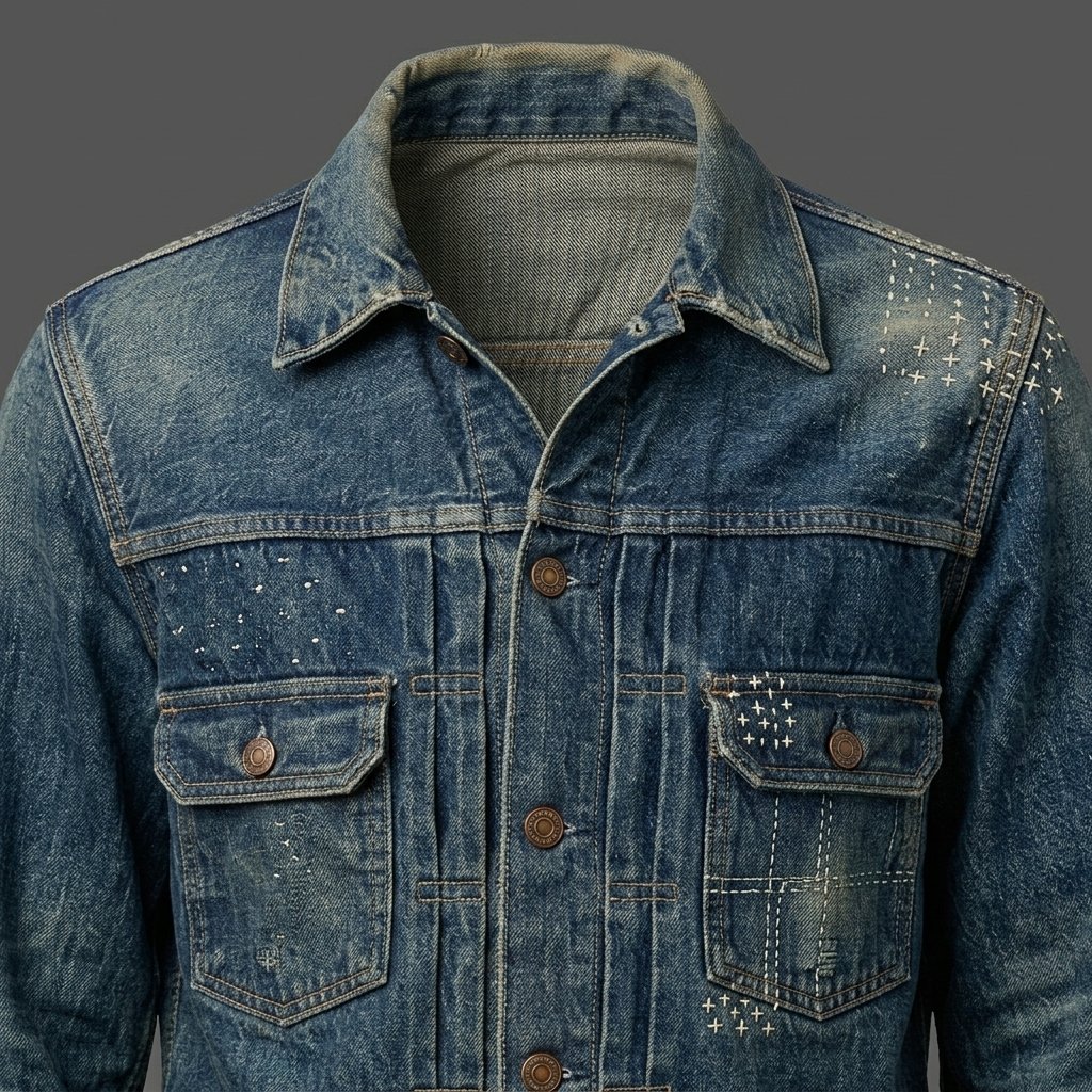 Men’s Vintage Blue Distressed Denim Jacket Men’s Vintage Blue Distressed Denim Jacket