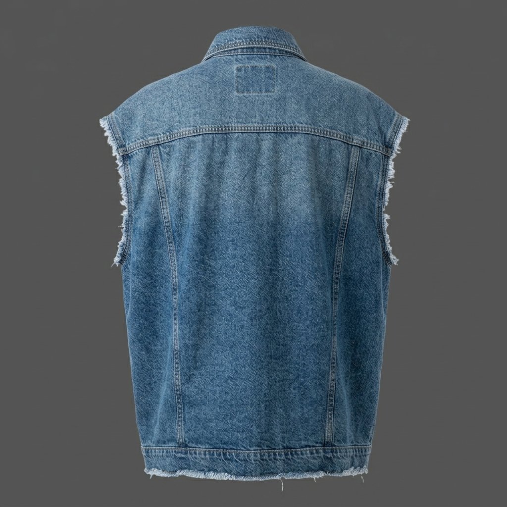 Men’s Distressed Blue Denim Vest Men’s Distressed Blue Denim Vest