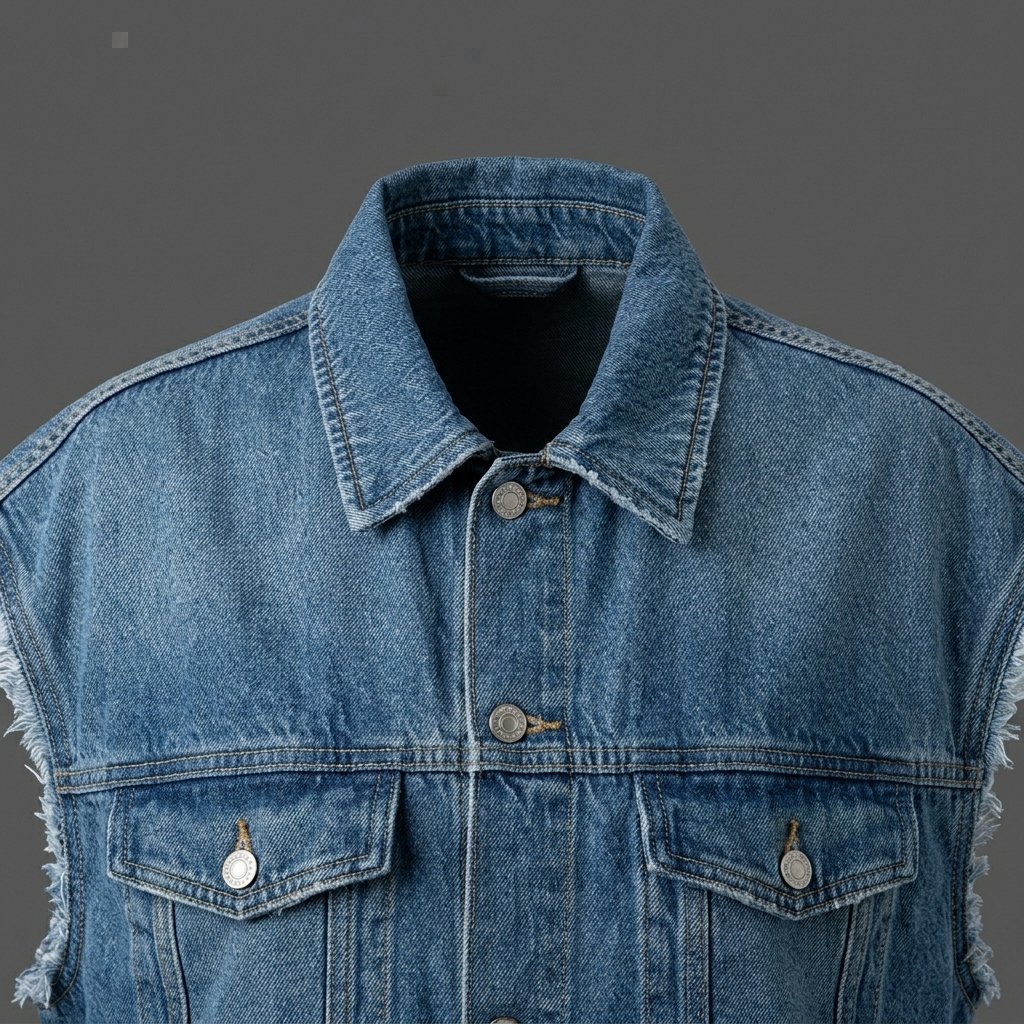 Men’s Distressed Blue Denim Vest Men’s Distressed Blue Denim Vest