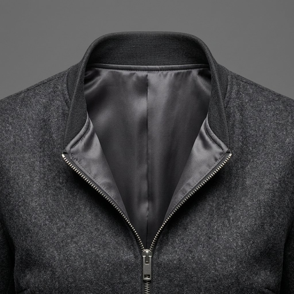 Men’s Dark Grey Wool Bomber Jacket Men’s Dark Grey Wool Bomber Jacket