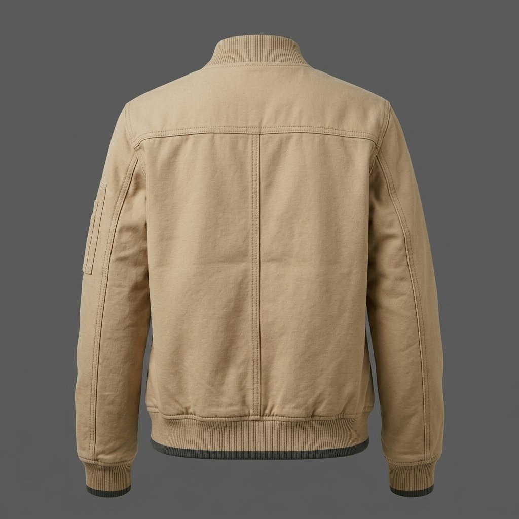 Men’s Beige Canvas Bomber Jacket