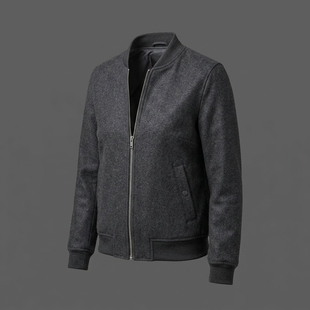 Men’s Dark Grey Wool Bomber Jacket Men’s Dark Grey Wool Bomber Jacket