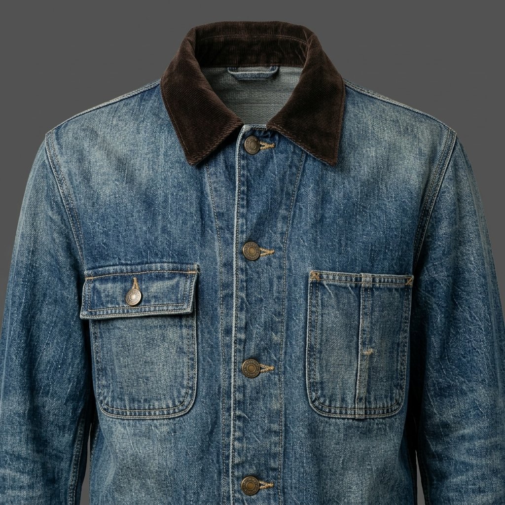 Men’s Vintage Blue Denim Utility Jacket