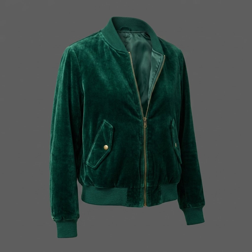 Men’s Emerald Green Velvet Bomber Jacket