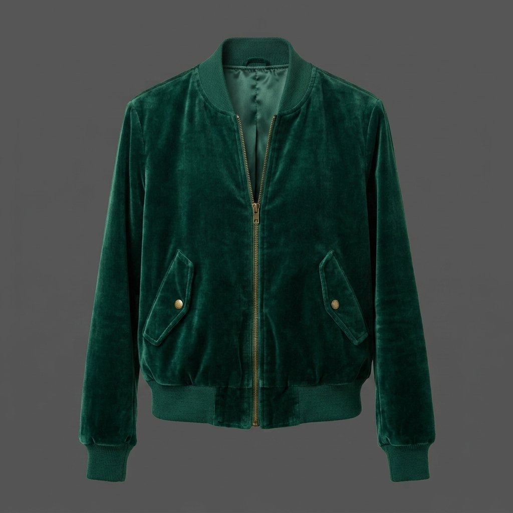 Men’s Emerald Green Velvet Bomber Jacket