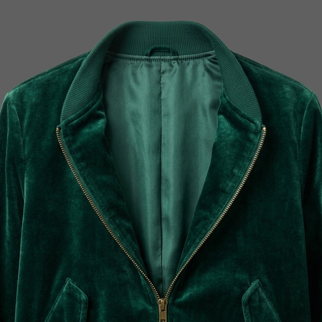Men’s Emerald Green Velvet Bomber Jacket