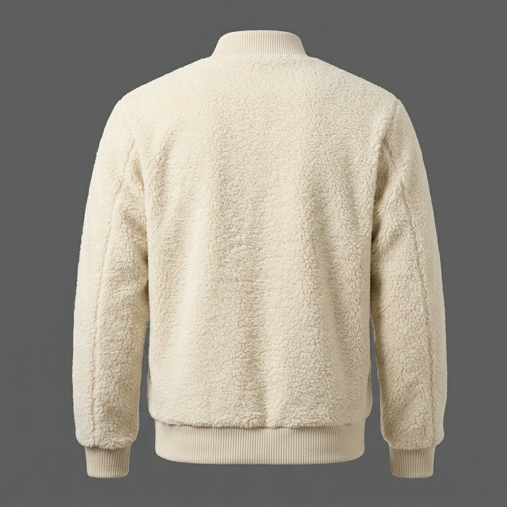 Men’s Cream Sherpa Fleece Bomber Jacket Men’s Cream Sherpa Fleece Bomber Jacket