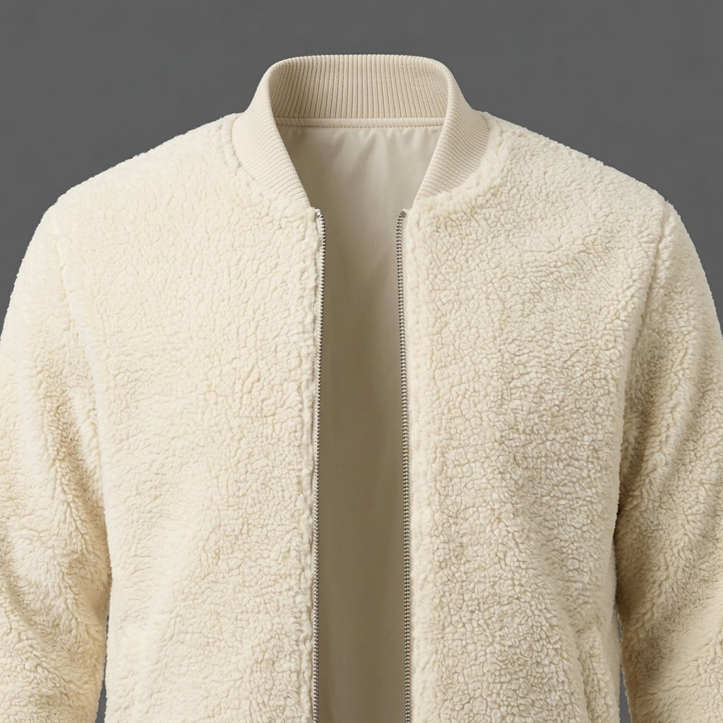 Men’s Cream Sherpa Fleece Bomber Jacket Men’s Cream Sherpa Fleece Bomber Jacket