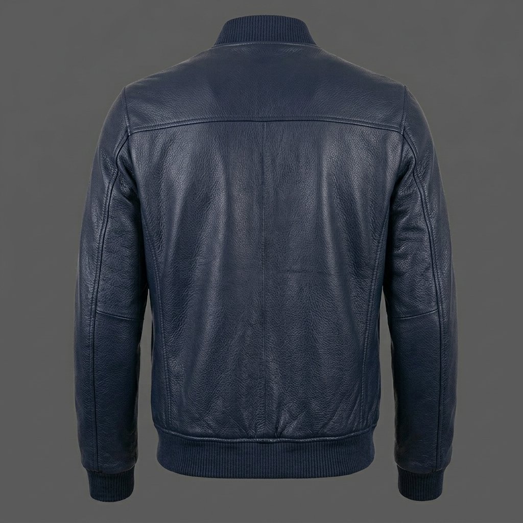 Men’s Navy Blue Soft Grain Leather Bomber Jacket Men’s Navy Blue Soft Grain Leather Bomber Jacket