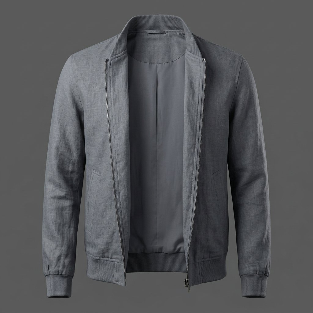 Men’s Slate Grey Linen Bomber Jacket