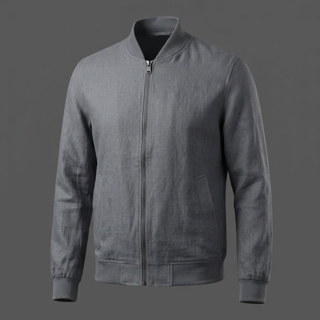 Men’s Slate Grey Linen Bomber Jacket