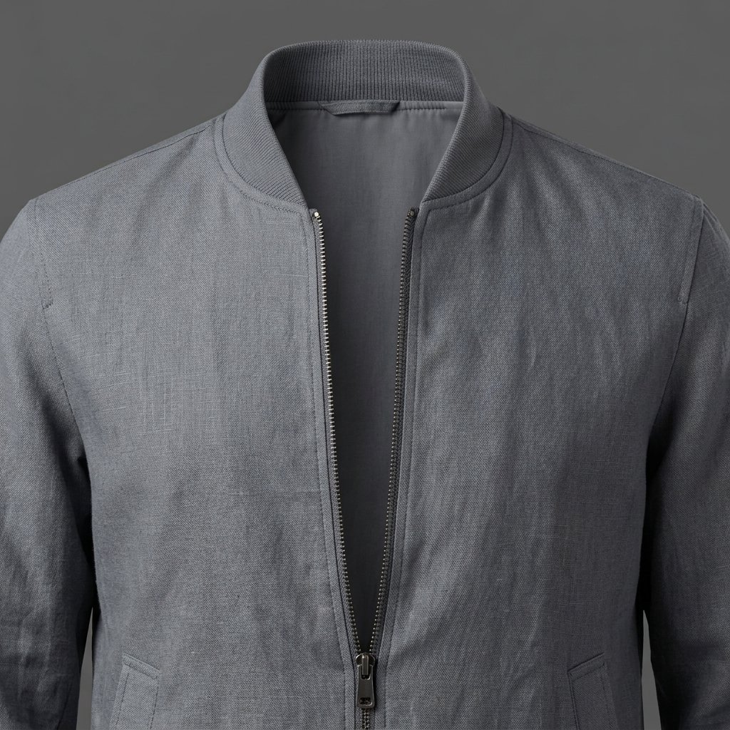 Men’s Slate Grey Linen Bomber Jacket