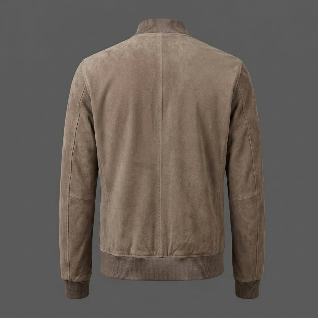 Men’s Taupe Suede Bomber Jacket Men’s Taupe Suede Bomber Jacket